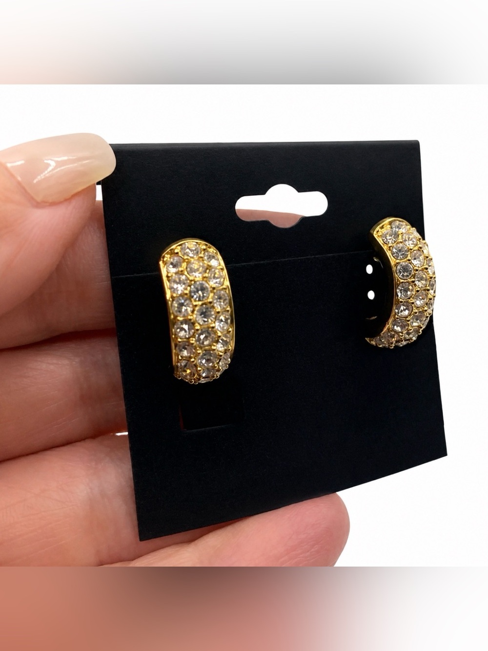 Swarovski Gold Pave Huggie CLIP Earrings
